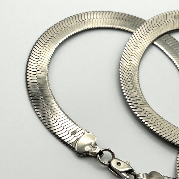 Vintage Men’s 925 Sterling Silver 7mm Wide Herringbone Chain Necklace 20” 28g - Picture 8 of 16